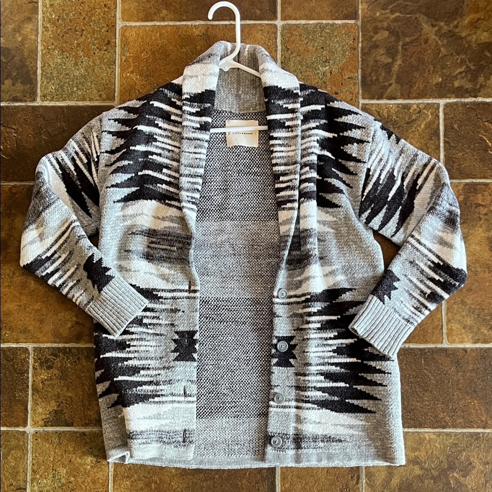 Lucky Brand Black and Gray Women's Sweater
